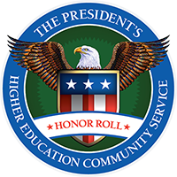 Logo for Presidents Higher Education Community Service Honor Roll award.
