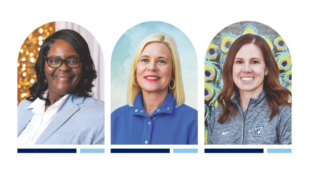 Graphic containing headshots of three women. From left-to-right: Lena Mae Johnson, Staci Kinzebach, Rachel Majewski.