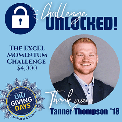 A graphic featuring Tanner Thompson posing for a photo.