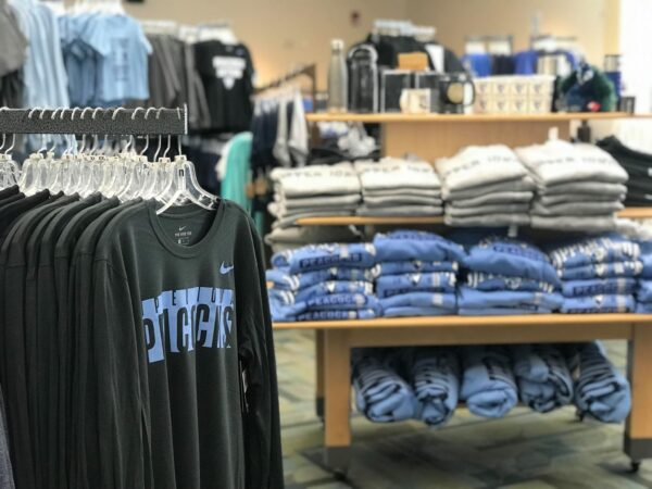 Apparel on display at the UIU Campus Store