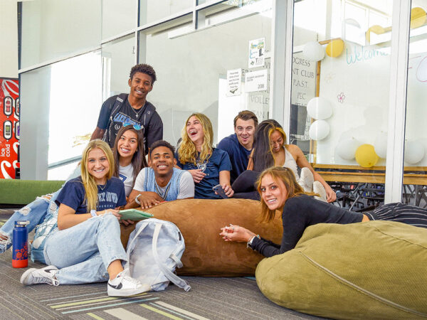 UIU Fayette campus students lounging at the leadership center